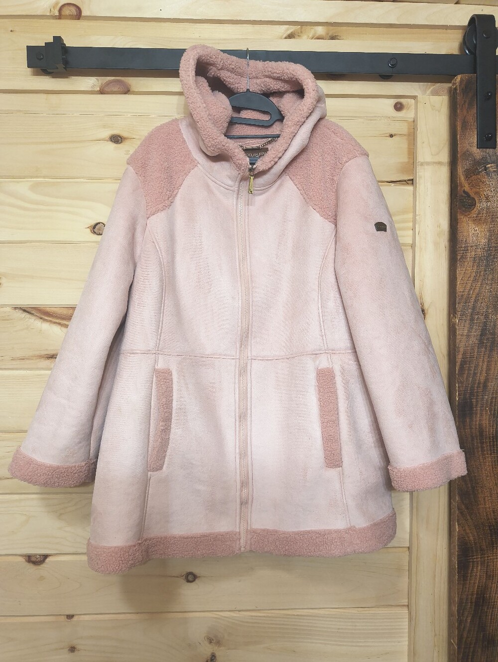 Koolaburra by UGG 1X Pink Faux Suede Sherpa Hooded Coat NWT